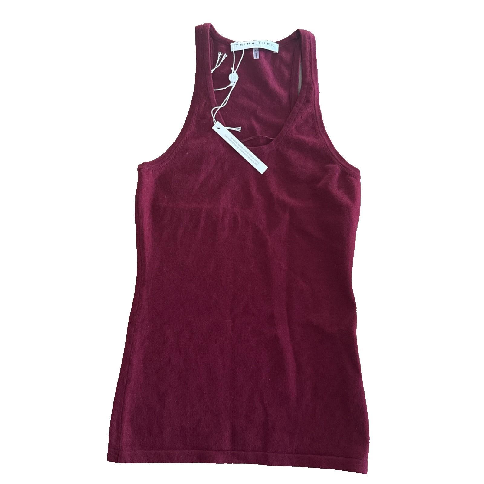 Trina Turk Belvedere Wool Blend Cami Xs Maroon Red Scoop Neck Racerback Nwt
